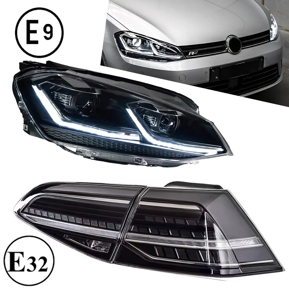 Image of 2 Stück Auto-LED-Scheinwerfer für Golf 7 MK7 2013-2017, verbessertes Design, LED-Autoscheinwerfer-Set, DRL-Bifokallinsenlampe, Zubehör, für TYPY
