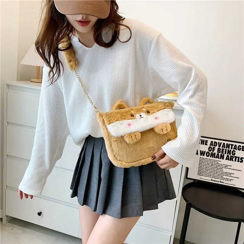 الشتاء لطيف حقيبة قطيفة على ظهره اليابانية Ins Jk موحدة حقيبة حقيبة ساعي لوليتا حقيبة كروسبودي ماكياج طفل فتاة أنيمي هدية الضفدع