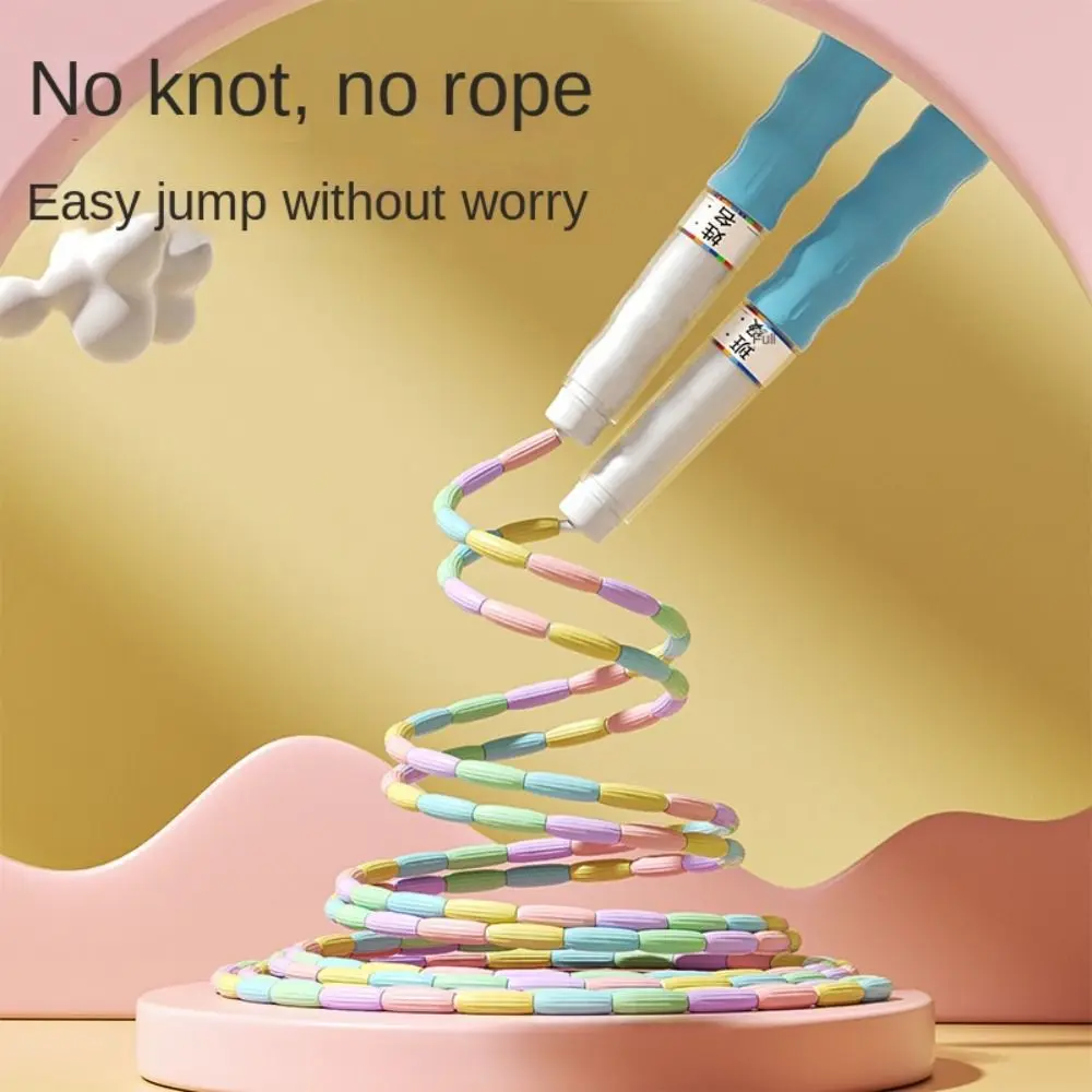 Bamboo Joint Soft Bead Skipping Rope Anti-Skid 2.8m Segmented Fitness Jump Rope Adjustable Durable Sports Rope Children
