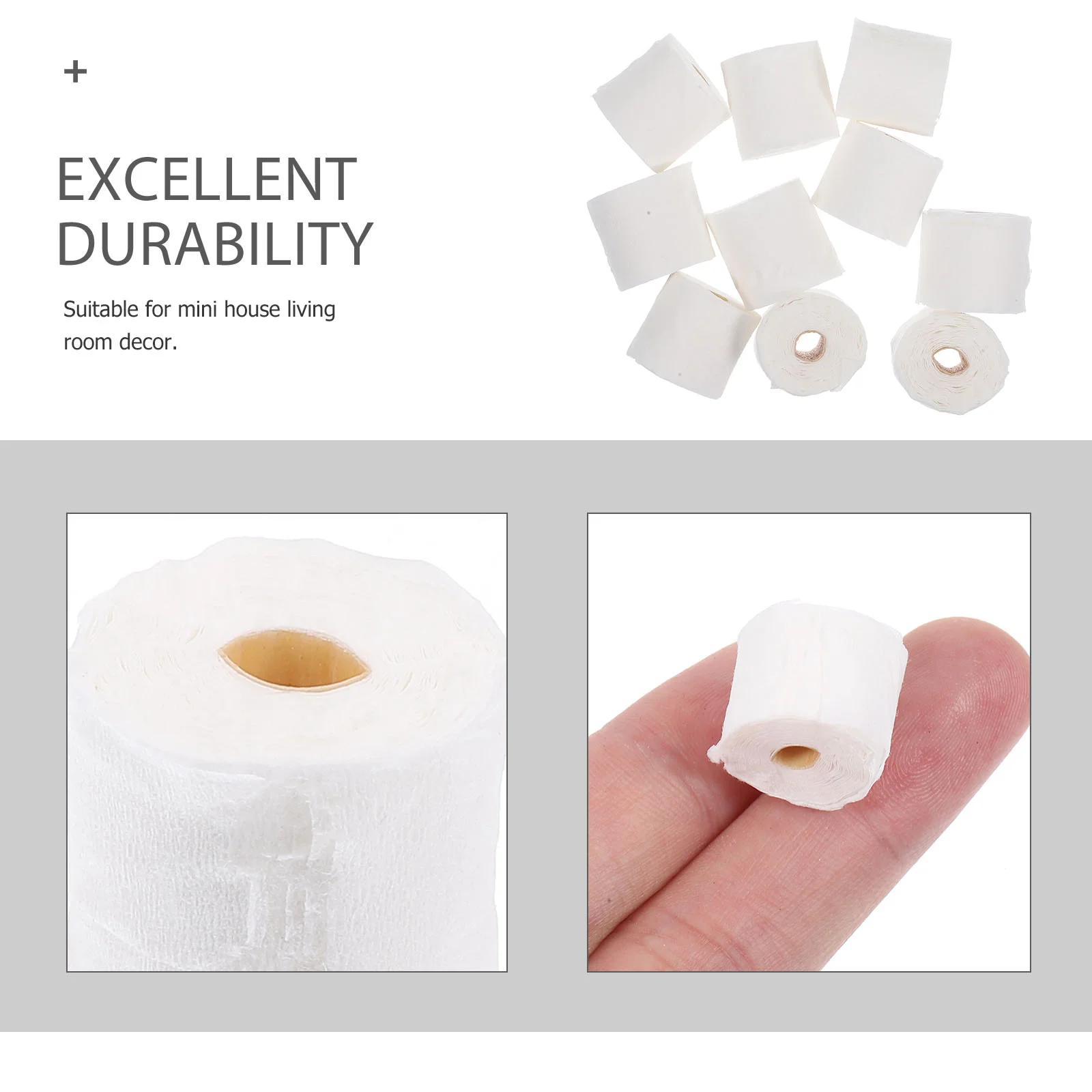 10 Pcs Miniature Dollhouse Toilet Tissue Paper Prop Home Decor Simulation Furniture Toy Realistic Look