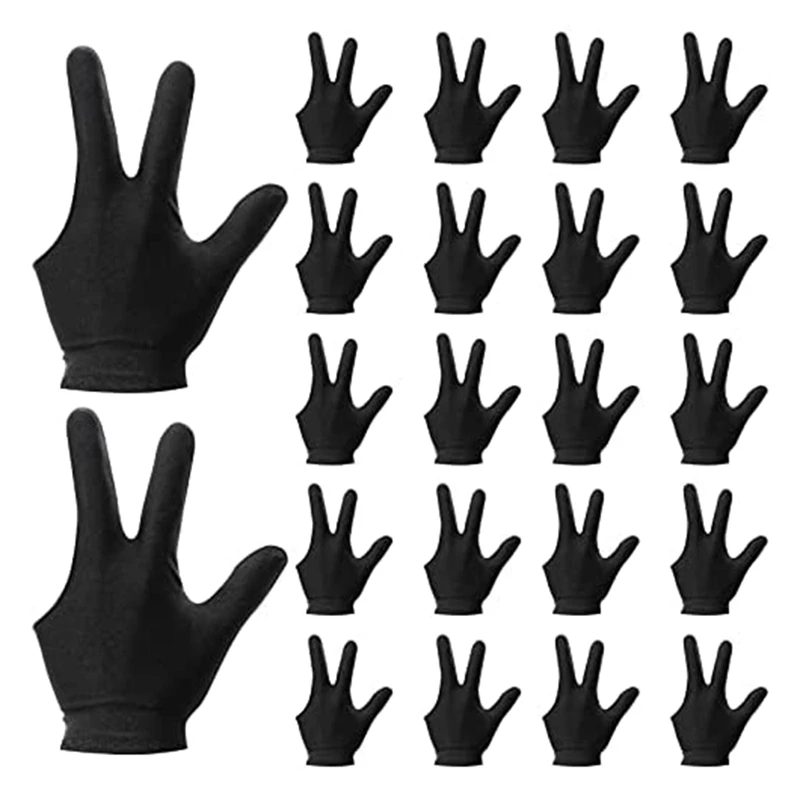 

Hot 22 Pieces Billiard Gloves 3 Finger Cue Shooter Pool Gloves Sport Gloves For Women&Men Both Left And Right Hand,Black