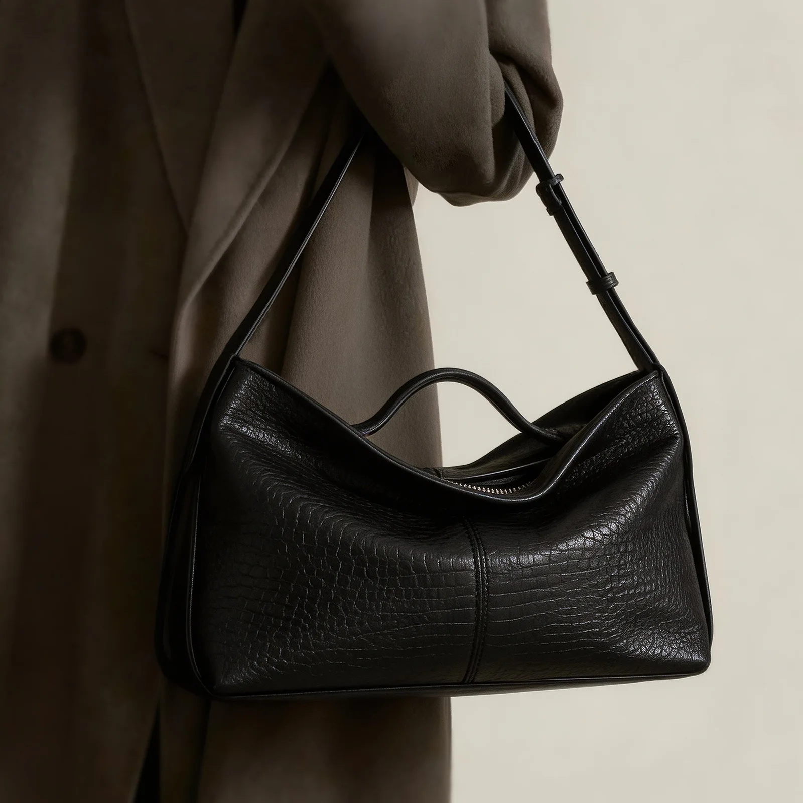 

Сумка женская из натуральной кожи с эффектом слоновой кожи, в расслабленном стиле, большая вместительная сумка через плечо для повседневного использования