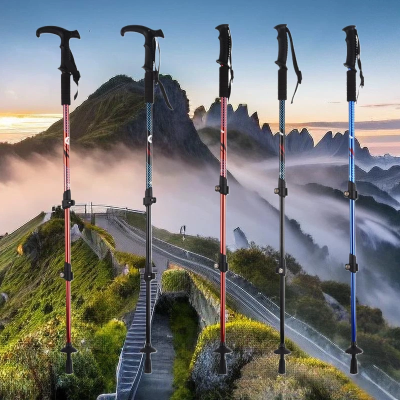 

65-135 см уличная походная палка из алюминиевого сплава, легкая телескопическая регулируемая походная палка для альпинизма, путешествий