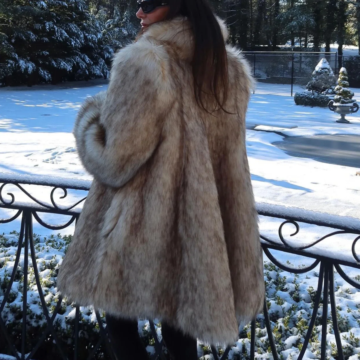 2025 Autumn and Winter New Style Lapel Long Sleeve Fur Fake Fur Casual Eye-catching Warm Environmentally Friendly Fur Coat