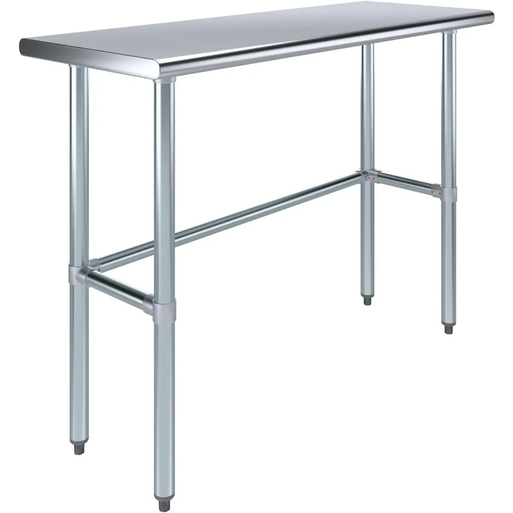 

AmGood Stainless Steel Work Table Open Base | NSF Kitchen Island Food Prep | Laundry Garage Utility Bench (48" Long X 18" Deep)