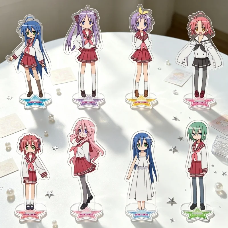 Lucky Star 15CM Acrylic Figure Stand Model Plate Keychain Konata Izumi/Kagami Hiiragi/Tsukasa Hiiragi Cartoon Character Gifts