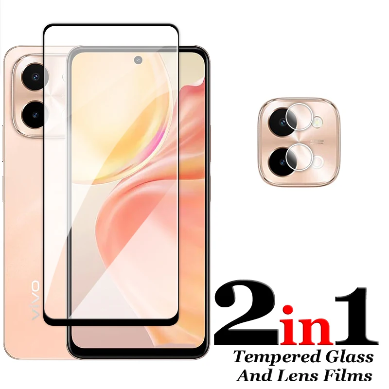 For Vivo Y28 4G Glass For Vivo Y28 4G Tempered Glass 2.5D Full Cover Glue HD Screen Protector For Vivo Y28 Lens Film 6.68 inch