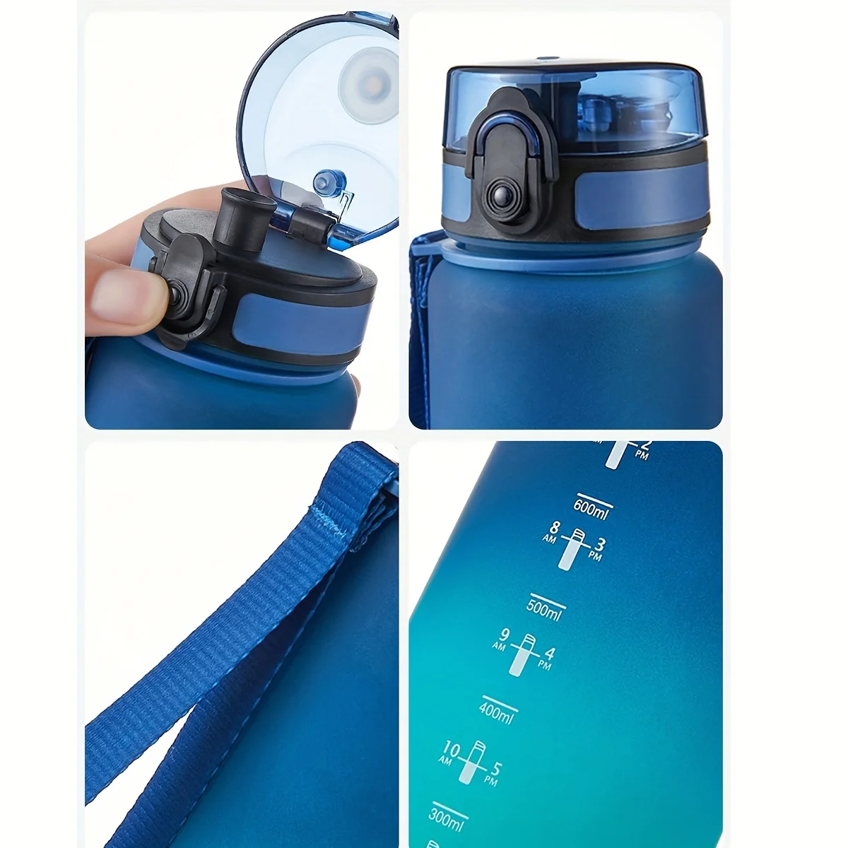 1L Portable Sports Water Bottle Gradient Color Plastic Drinking Bottle For Men And Women Perfect For Outdoor Travel Office Jugs image 5