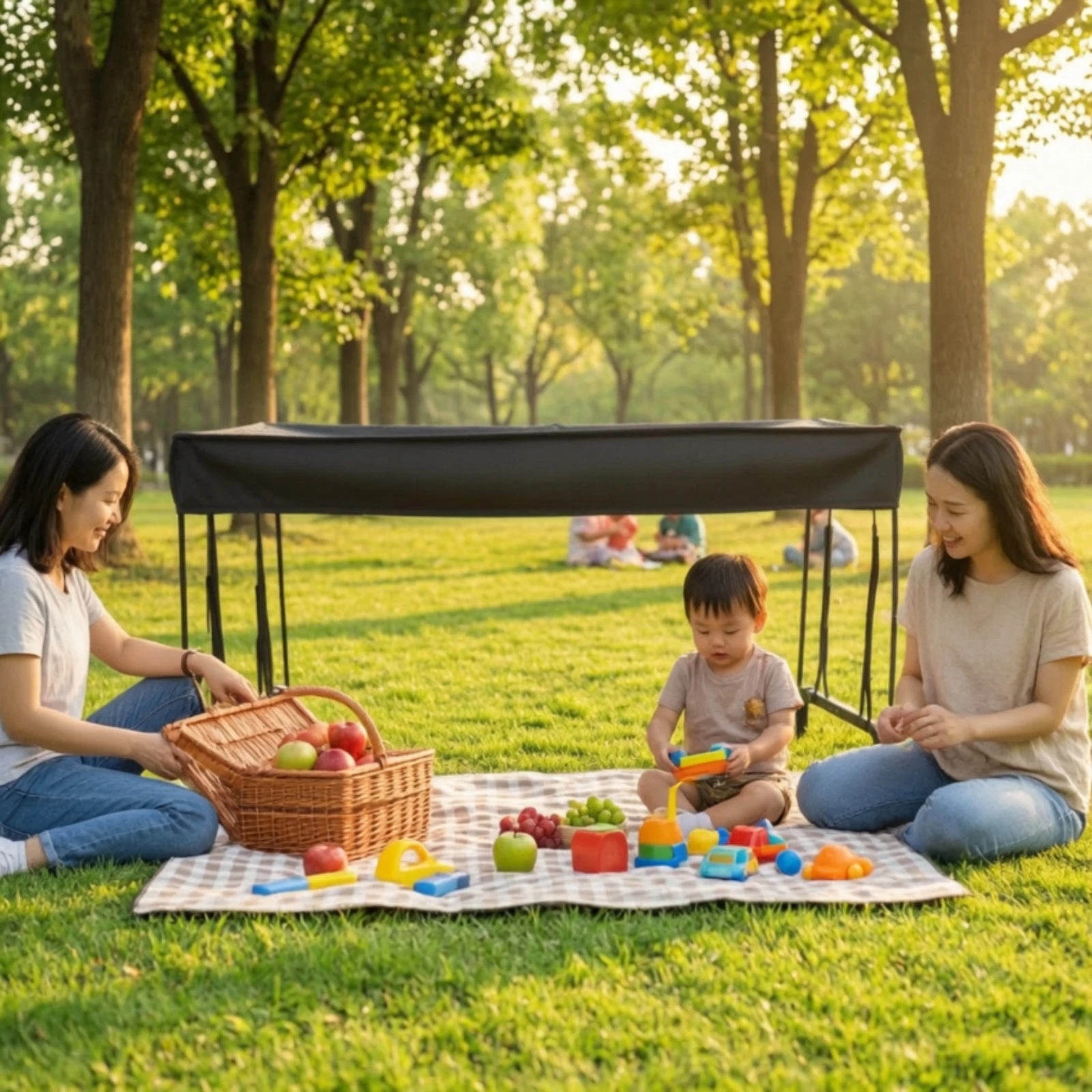Wagon Canopy with Poles Stable Wagon Canopy Sunshade Detachable Lightweight for Camping, Park