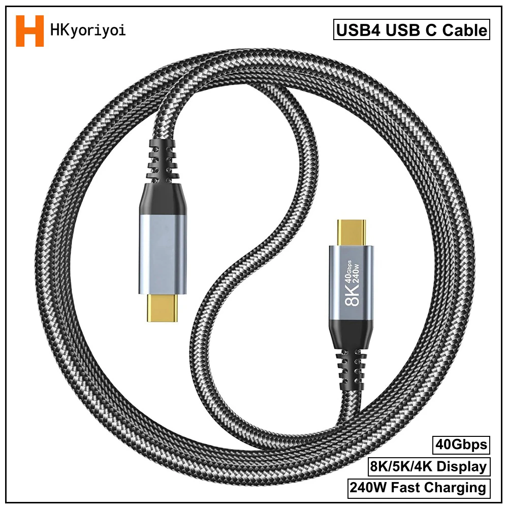 USB4 Monitor Cable Data 40Gbps USB C 8K 5K 4K UHD Display 240W Fast Charging For MacBook Pro For iPhone 17/16 For iPad Pro SSD