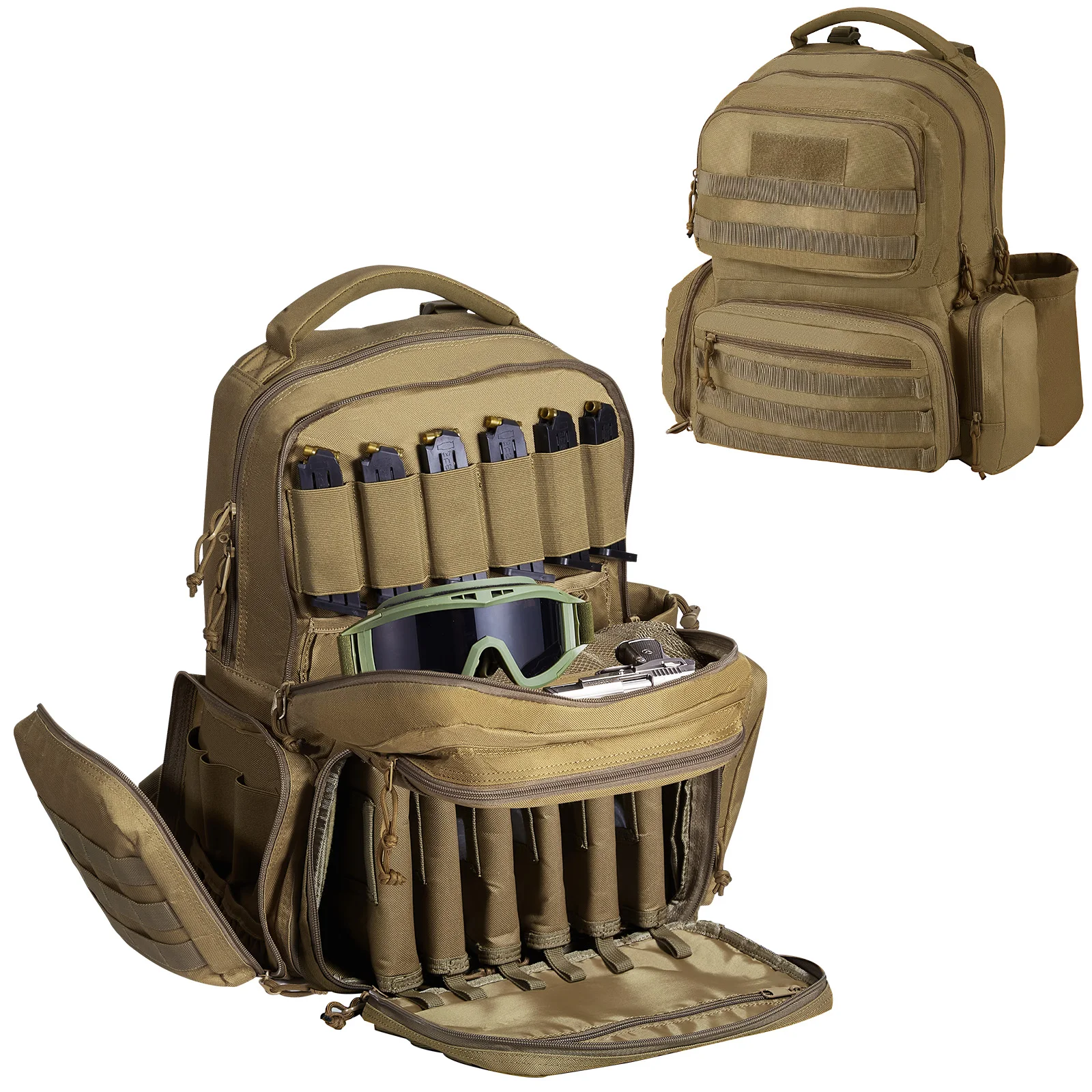 Mochila táctica SucceBuy, mochila para pistola de 2/6 pistolas con bolsas de pistola independientes y revistas, mochila para pistola para exteriores