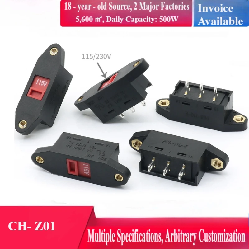 

CH-Z01 ползунковый переключатель мощности от 115 В до 230 В, тумблер преобразования напряжения, три фута, две шестерни, высокий ток
