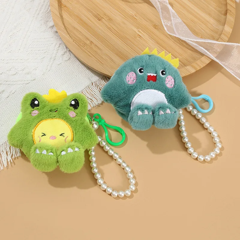 Monedero de felpa de dibujos animados para niños, cartera con cordón de perlas, Simple, Linda serie de animales, Netflix, pequeña, regalos, nueva versión coreana, 8CM