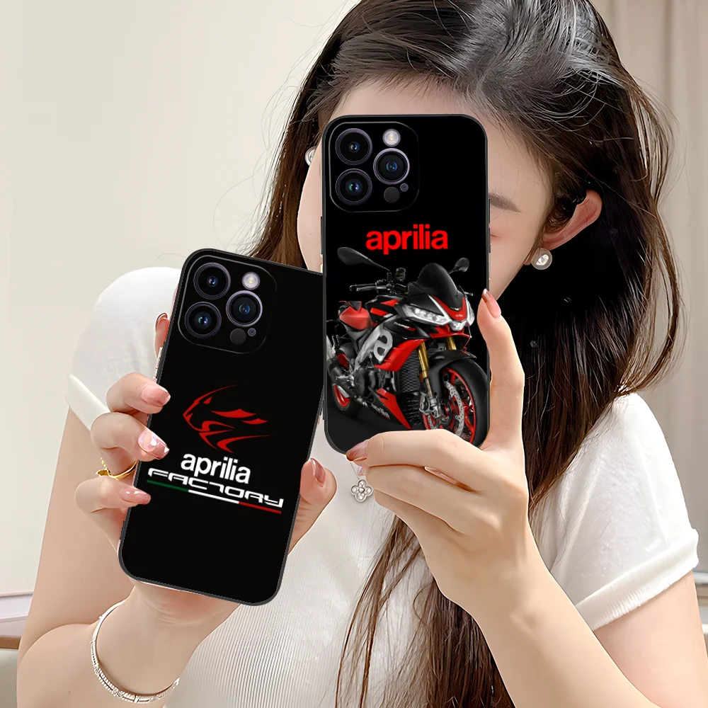 A-Aprilia Mobile Phone Case for iPhone 16 15 14 13 12 11 X XR XS 8 7 Pro Max Plus Mini Black Cellphones Smartphone Cover