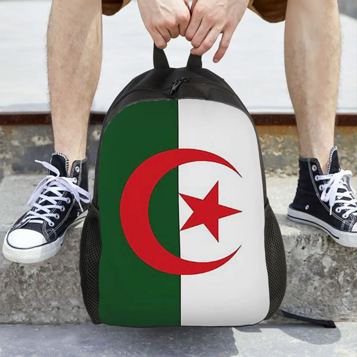 

Официальный рюкзак с флагом Алжира, вместительный рюкзак для детей, школьная сумка, сумки на плечо для мужчин и женщин