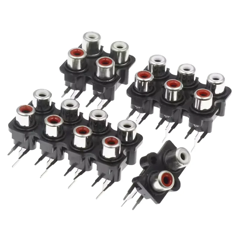 5 PCS RCA Lotus socket Red And White Hole 2/4/6/8 Hole Audio Socket AV Socket Signal Input Audio Speaker Plug