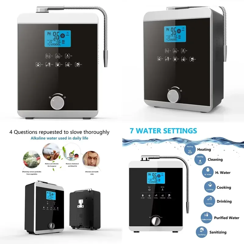 Hight Quality Water Ionizer Generator Machine Produces pH 3-11.0 Alkaline Acid Water Filter -800mV ORP Auto-Cleaning LCD