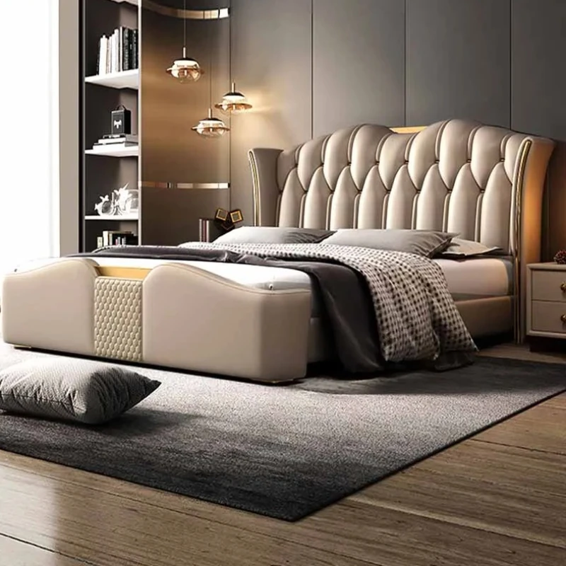

Frame European Double Bed Frame Storage Loft Sleeping Home Double Bed Bedroom Queen Sleeping Letto Matrimoniale Nordic Furniture