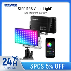 NEEWER RGB Video Light SL90 12W 4300mAh 360° Full Color 18 Light Scenes 2500~10000K CRI97+ On Camera Light for YouTube/TikTok