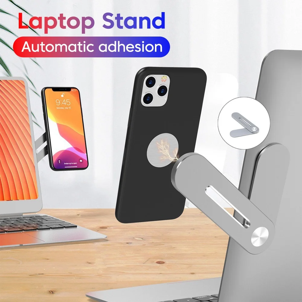 

Laptop Magnetic Phone Stand Laptop Extension Phone Holder Portable Rotation Angle Adjustment Computer Screen Side Phone Holder