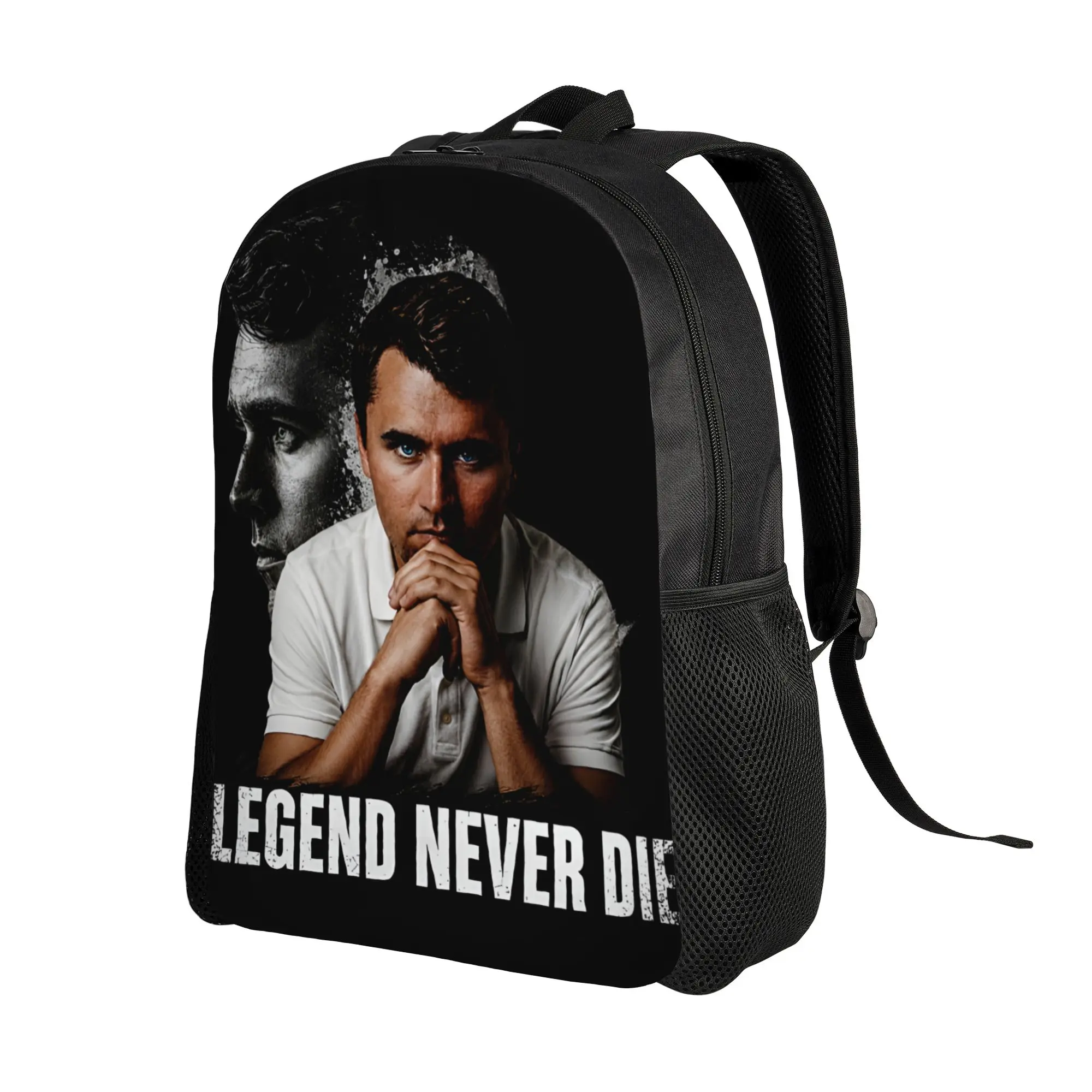 Legend Never Die Double Portrait Charlie Kirk Backpack  Travel Backpacks Men Colorful Pattern High School Bags Style Rucksack