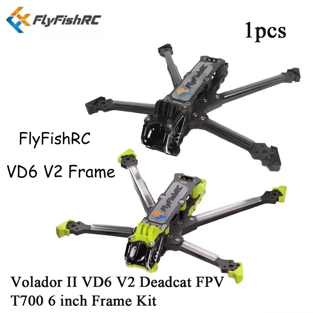 

FlyFishRC Volador II VD6 V2 Deadcat FPV T700 6 inch Frame Kit compatible with O3 Air Unit for FPV Quadcopter Kit