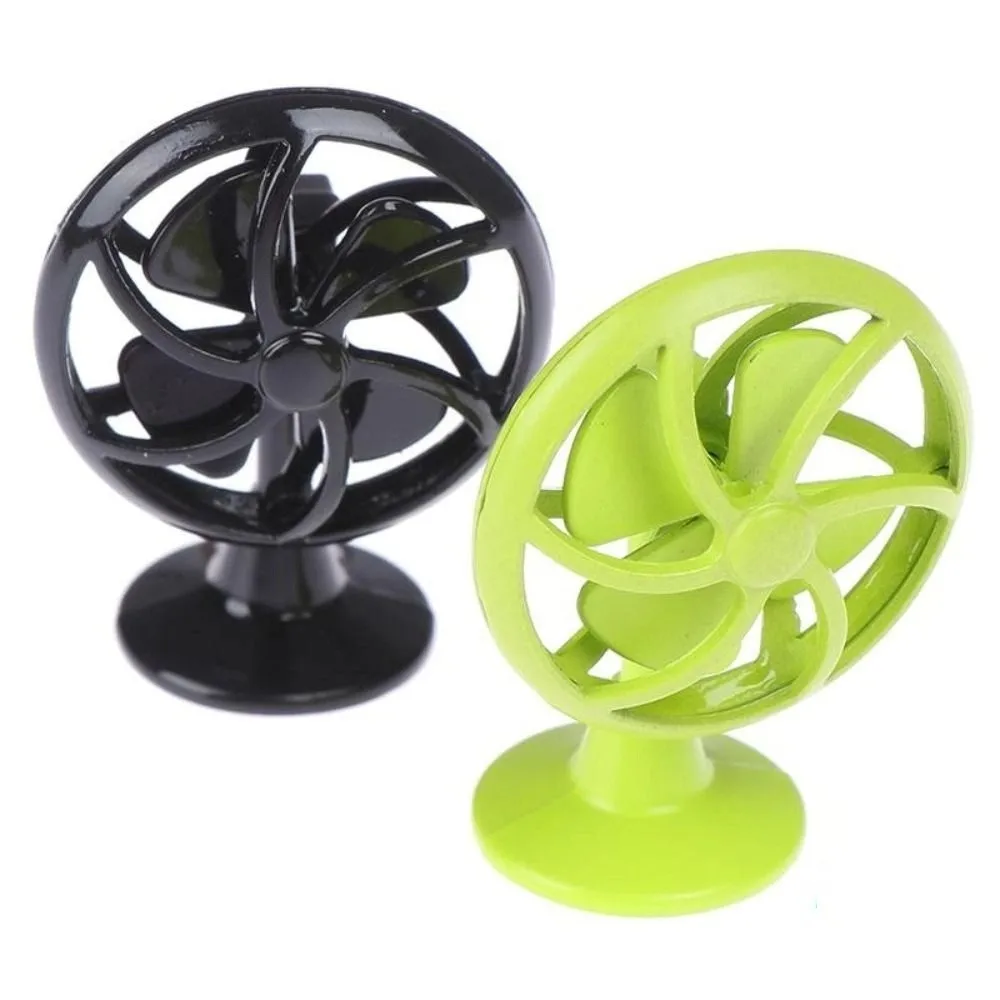 Miniature 1:12 Scale Dollhouse Electric Fan Retro Iron Frame Fan Furniture 4 Fan Blades Living Scene Mini Fan Model Girls Gift