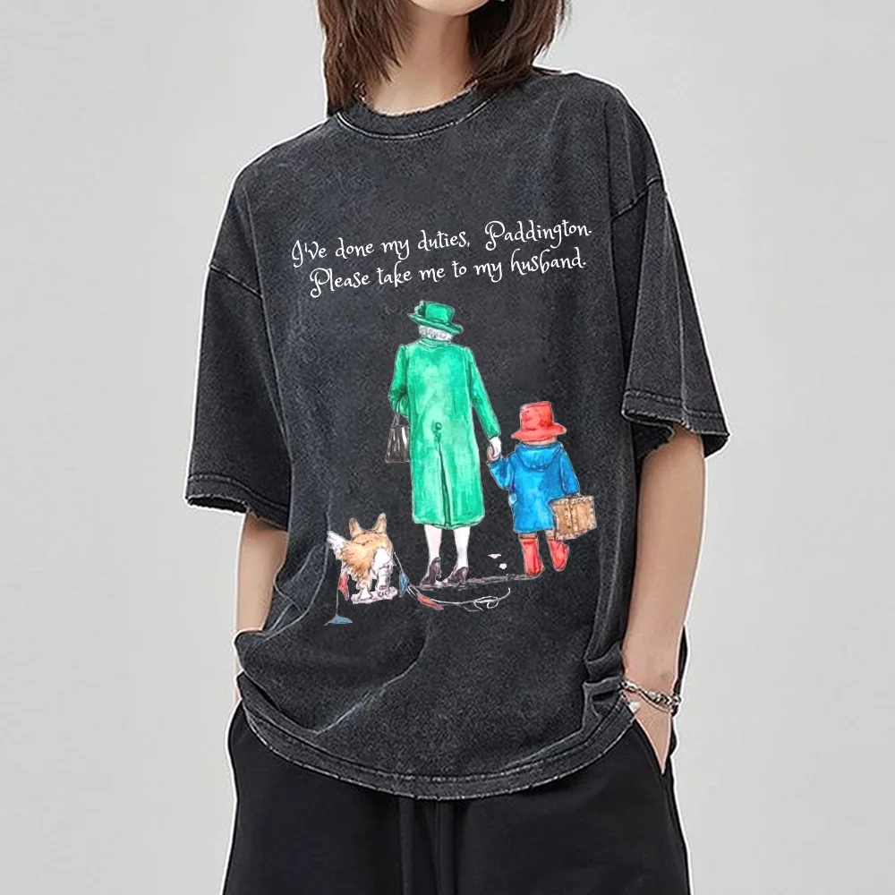 

Warm Family Parent-Child Print Women Washed T-Shirt Cotton Oversized Short Sleeve Couple Unisex Summer Budget Top Basic Tees