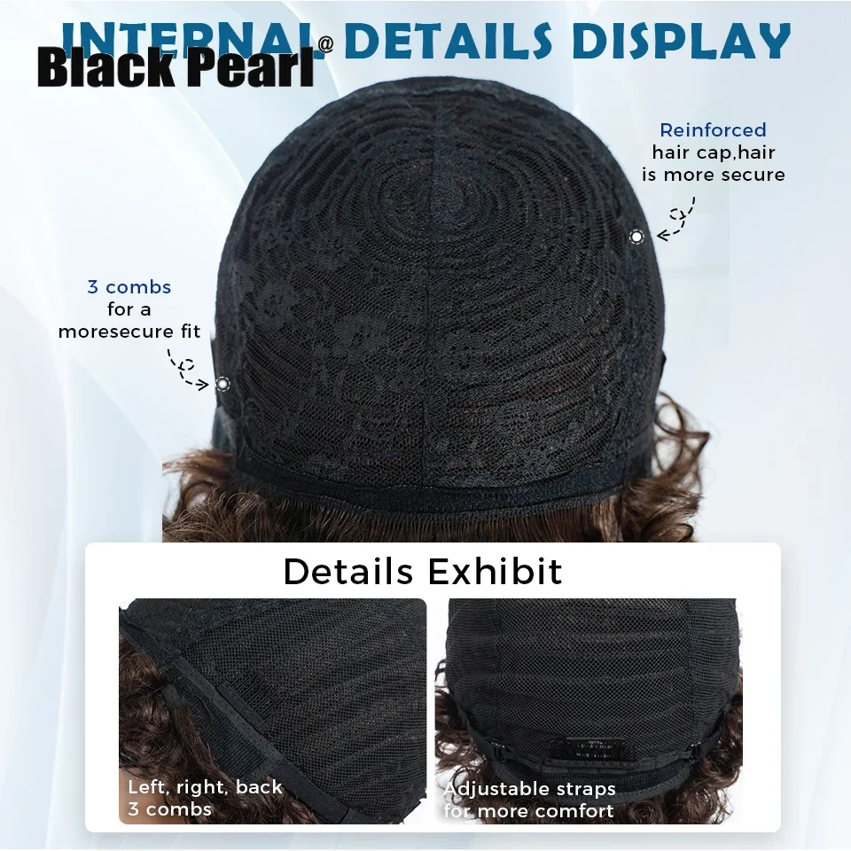 Peluca Afro brasileña Puff Pixie Bob 99J, marrón Natural, hecha a máquina, flequillo prearrancado, 100% cabello humano para mujeres negras