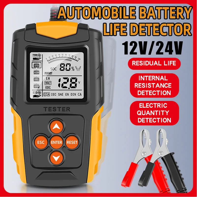 12V/24V Automotive Battery Tester Digital Display Parameters Automotive Battery Internal Resistance Tester 1 PC