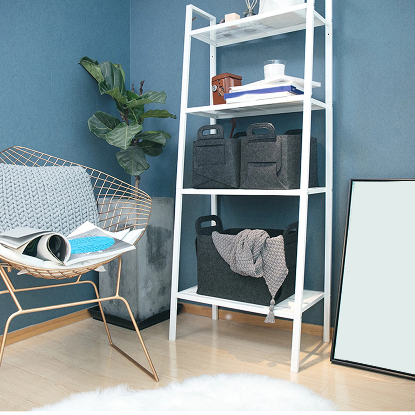 

Foldable Felt Storage Baskets Medium Grey Lightweight Collapsible Household Organizer For Clothes Shoes Bedroom Closet