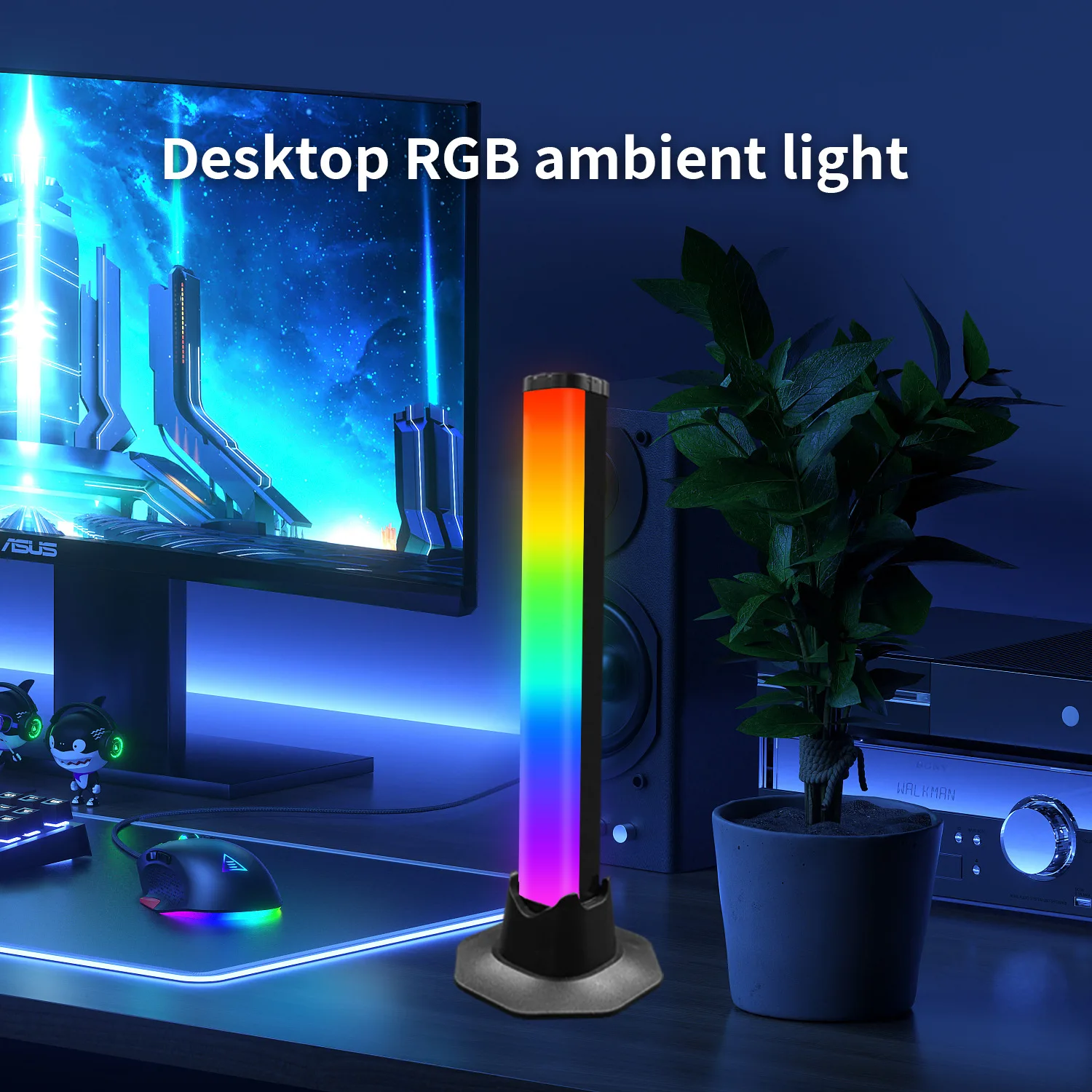 RGB Symphony Настольный светильник для наушников Подставка для наушников Игровой компьютер Звукосниматель Ритм Свет Ночник