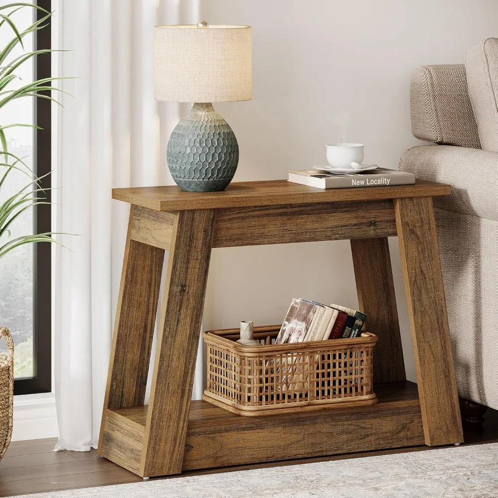 طاولة نهاية خشبية من Tribesigns، طاولة جانبية صغيرة مع رفوف تخزين، منضدة ضيقة لغرفة المعيشة وغرفة النوم (1) #3