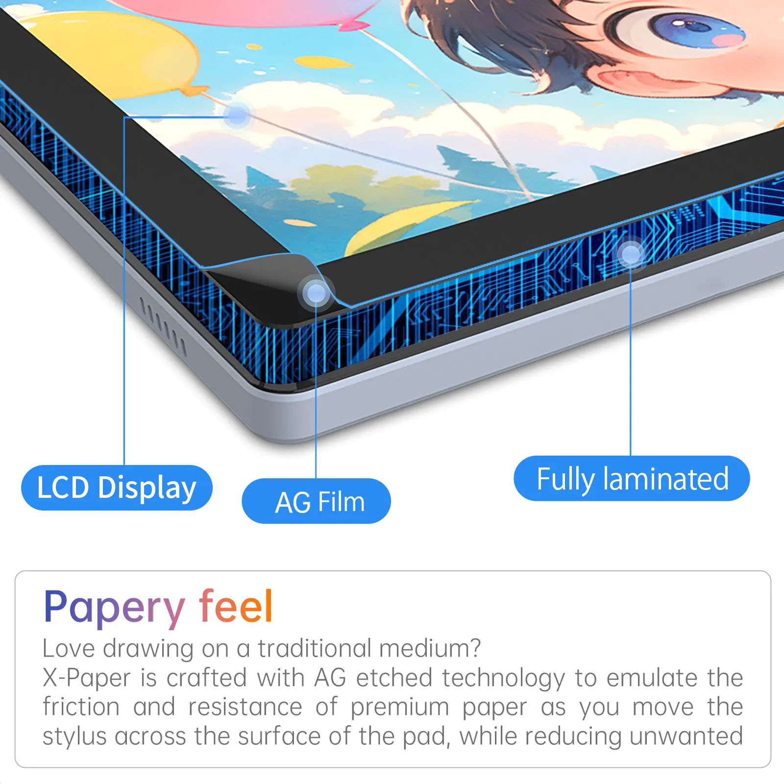 تابلت رسم الرسومات المحمول بشاشة 10.1 بوصة IPS مع لوحة رسم فنية رقمية مضادة للوهج تعمل باللمس بالإصبع #6