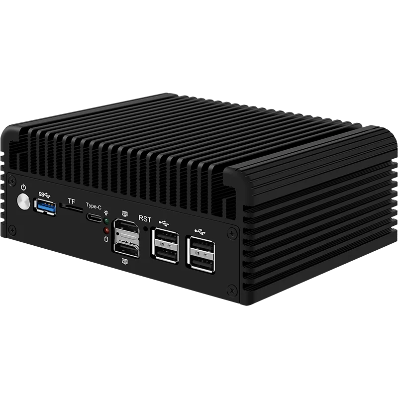 InteI Core 3 N355 N305 6 LAN 2.5G خادم جدار الحماية N150 N100 I226-V كمبيوتر صغير بدون مروحة DDR5 2xNVMe 1xSATA3.0 Type-C PfSense Proxmox