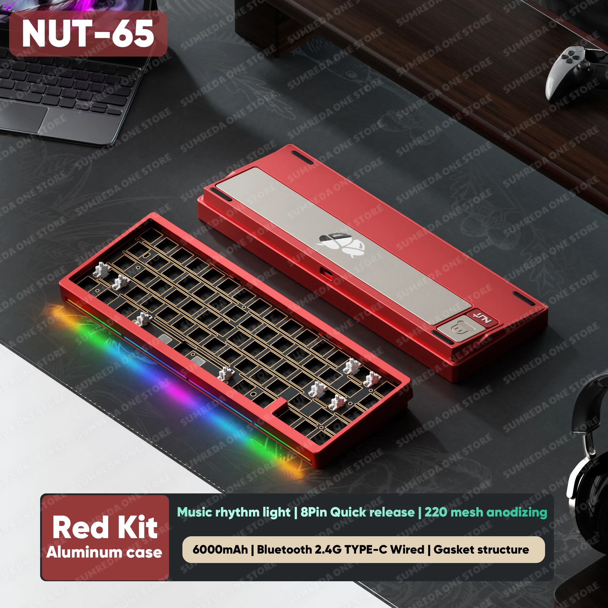 Weikav Lucky65 V3 NUT65 Sugar65 Lucky65 V2 Draadloos aluminium mechanisch toetsenbord Kit RGB Bluetooth Bedraad gaming Hotswap-toetsenbord