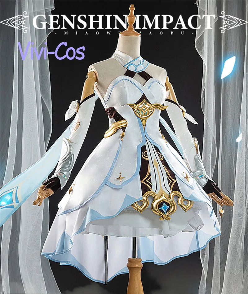 Vivi-Cos Game Genshin Impact Lumine Cosplay Costume Exquisite Uniform Gorgeous Outfit Sweet Lovey Skirt  Halloween Comic Con