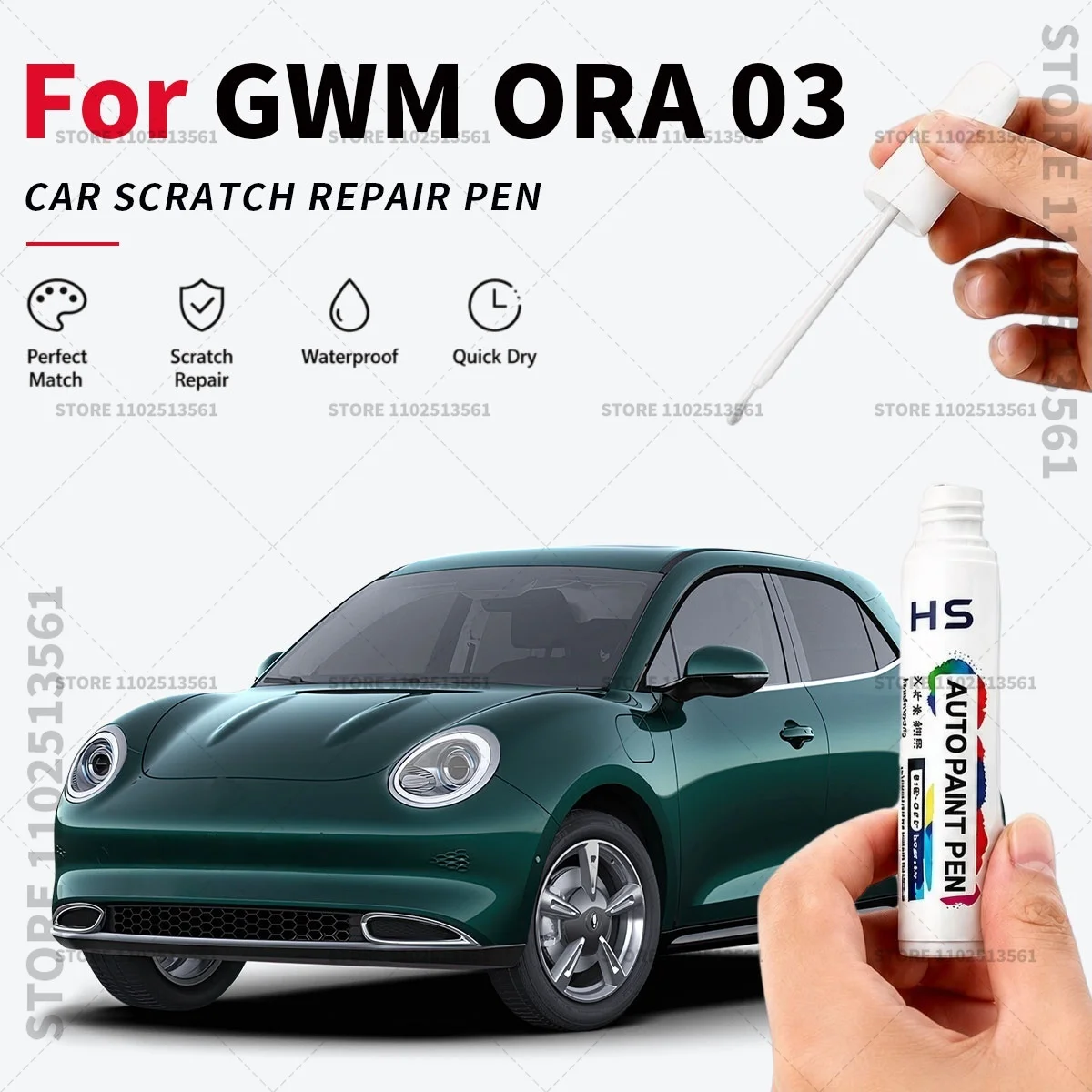 Für GWM ORA 03 Lackstift zur Schnellreparatur von Autokratzern, Lackpinsel Dunkelblau Grau Creme Grün Weiß Beige Rot