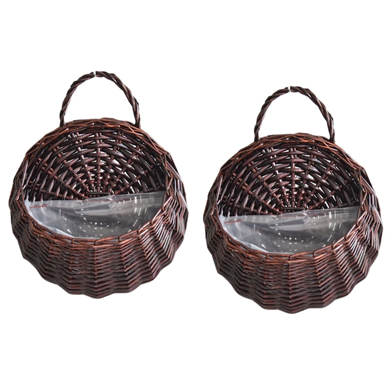 

HOT SALE Wall Mounted Natural Wicker Flower Basket Flower Pot, Rattan Vase Basket, Home Garden Wall Decoration Storage Containe