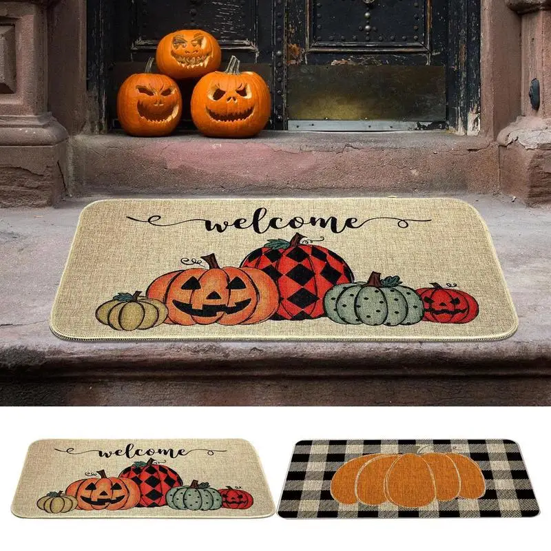 

Halloween Floor Mat Welcome Mat Carpet Halloween Rug Autumn Doormat 19x30 Inch Front Door Mat Home Decor Pumpkin Floor Mat