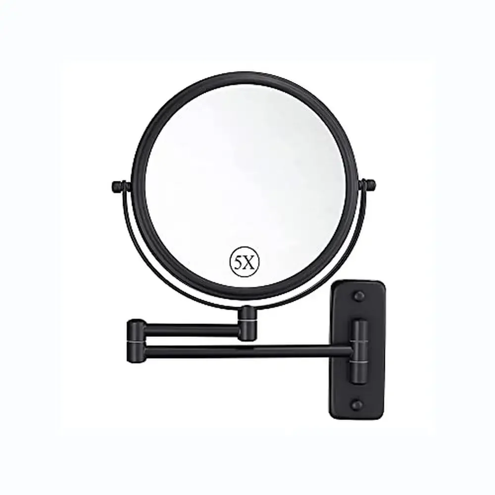 8 inch Wall Mount Two Sided Swivel Magnification Makeup Mirror 1x 5x Extended 13