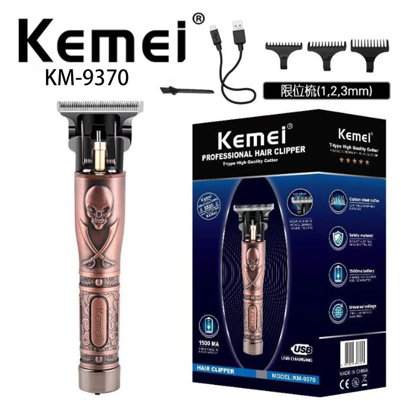 

Kemei km-9370 Baldheaded Hair Clipper Trimmer Heavy Hitter Cordless USB Trimmer Hair Cutting Machine