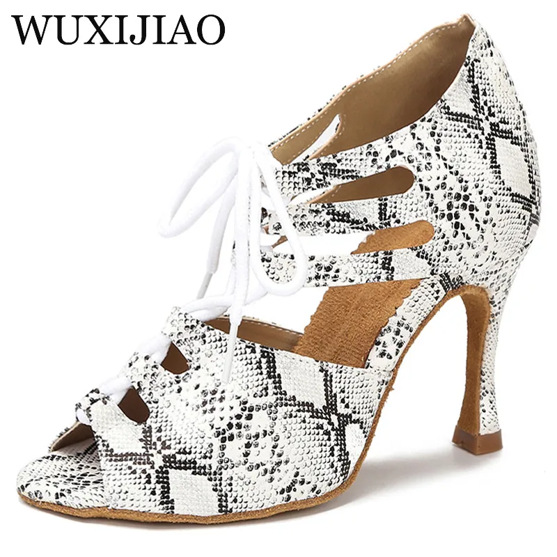 New Snake Print Dance Shoes Women's Latin Dance Shoes Salsa Tango Ballroom High Heels Dance Shoes Wedding Shoes Women