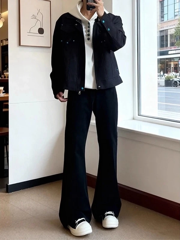 

Мужские джинсы Bla с высокой талией, расклешенные, прямого кроя, Cleanfit Slim Fit, в американском уличном стиле, износостойкие