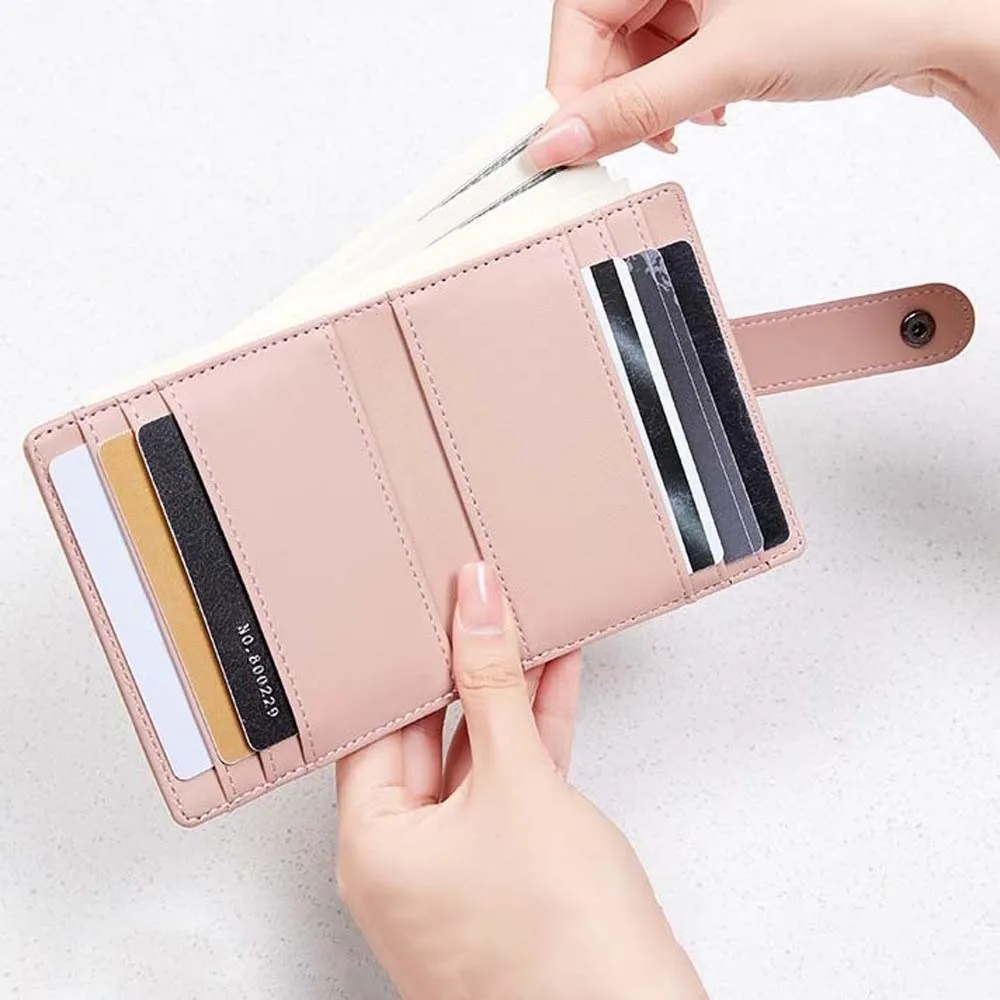 

Портативный RFID-кошелек с защитой от размагничивания, короткий складной кошелек для нескольких карт, корейский стиль, из ПВХ и ПУ, для повседневного использования
