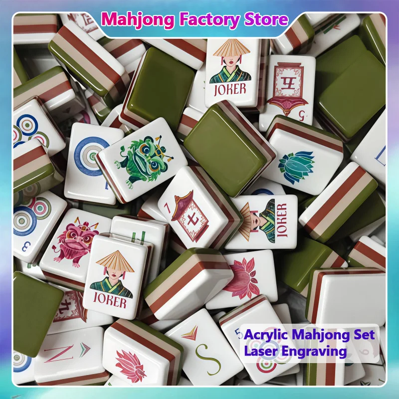 

Custom American Mahjong Set 4-Layer Acrylic 160 Tiles Mah Jongg Portable Travel Mahjong for Beginners Family Party Games Gifts