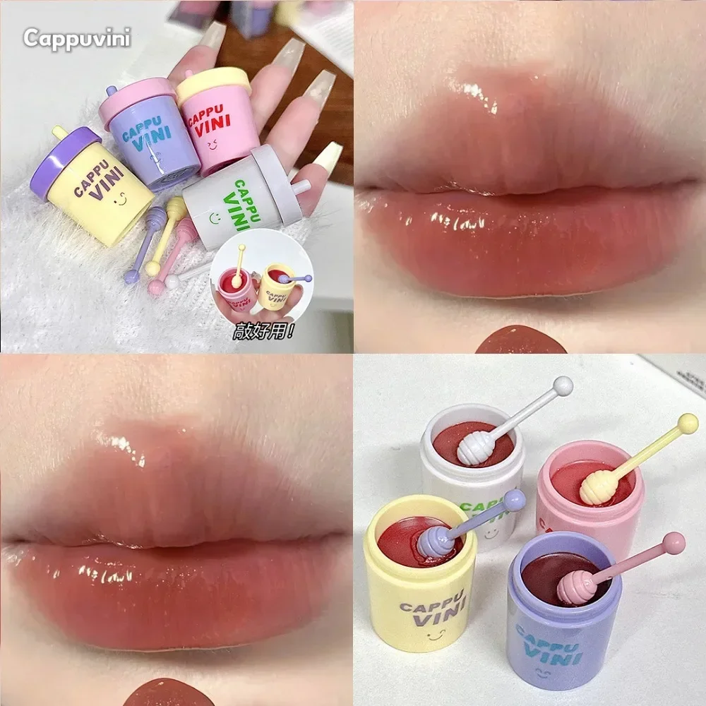 1pc bonito pouco leite pode lipgloss hidratante espelho água lipgloss sexy vermelho matiz labial bálsamo maquiagem labial coreano feminino cosméticos