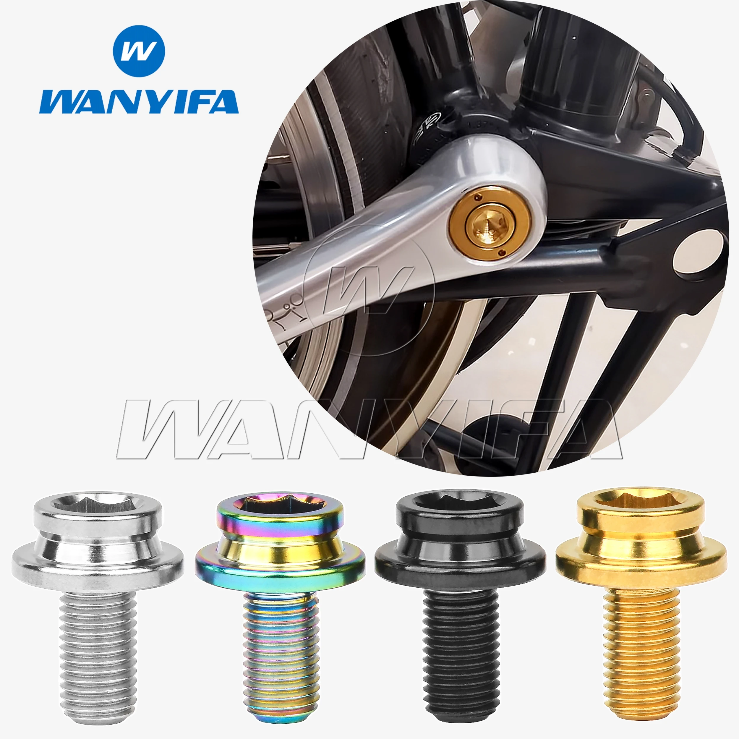 Wanyifa Titanium Bolt M8x15mm Pitch 1.0mm inner Hex Head Crank Road Bike Cycling Ti Screw