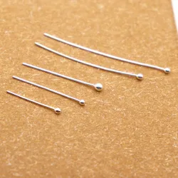 Solid 925 Sterling Headpin Needles with Ball 0.5mm Earring Dangle Pendants DIY Jewelry Findings Accessories 1PC