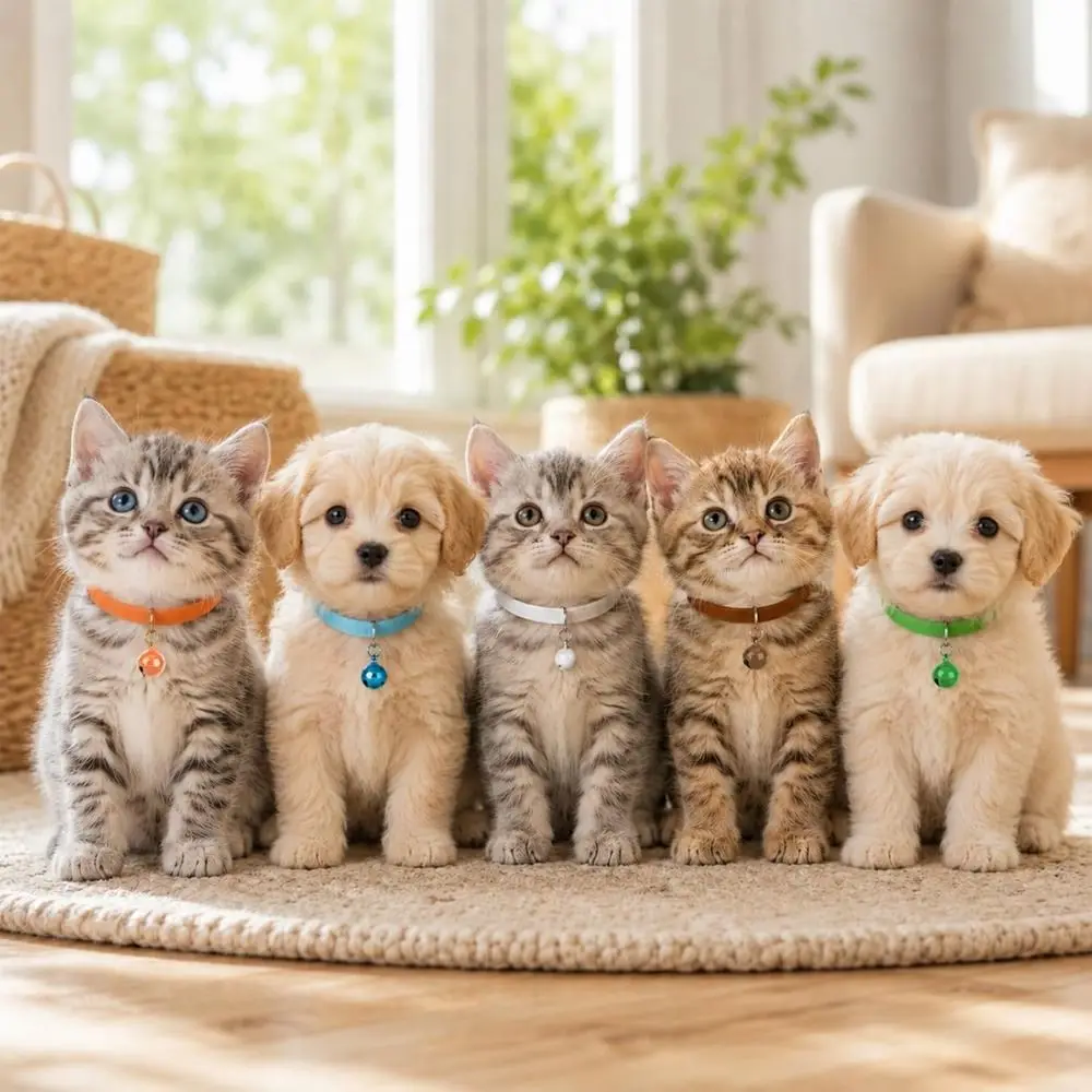 12pcs Portable Multicolor Kitten Collars Bell-Equipped Lightweight Puppy Collars Adjustable Whelping Collars Pet Supplies